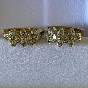 14K gold tiny flower hoop earrings